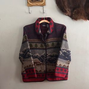 VINTAGE // Sonoma Jean Co. Wool Blend Cardigan Sweater Jacket Mountain Alps